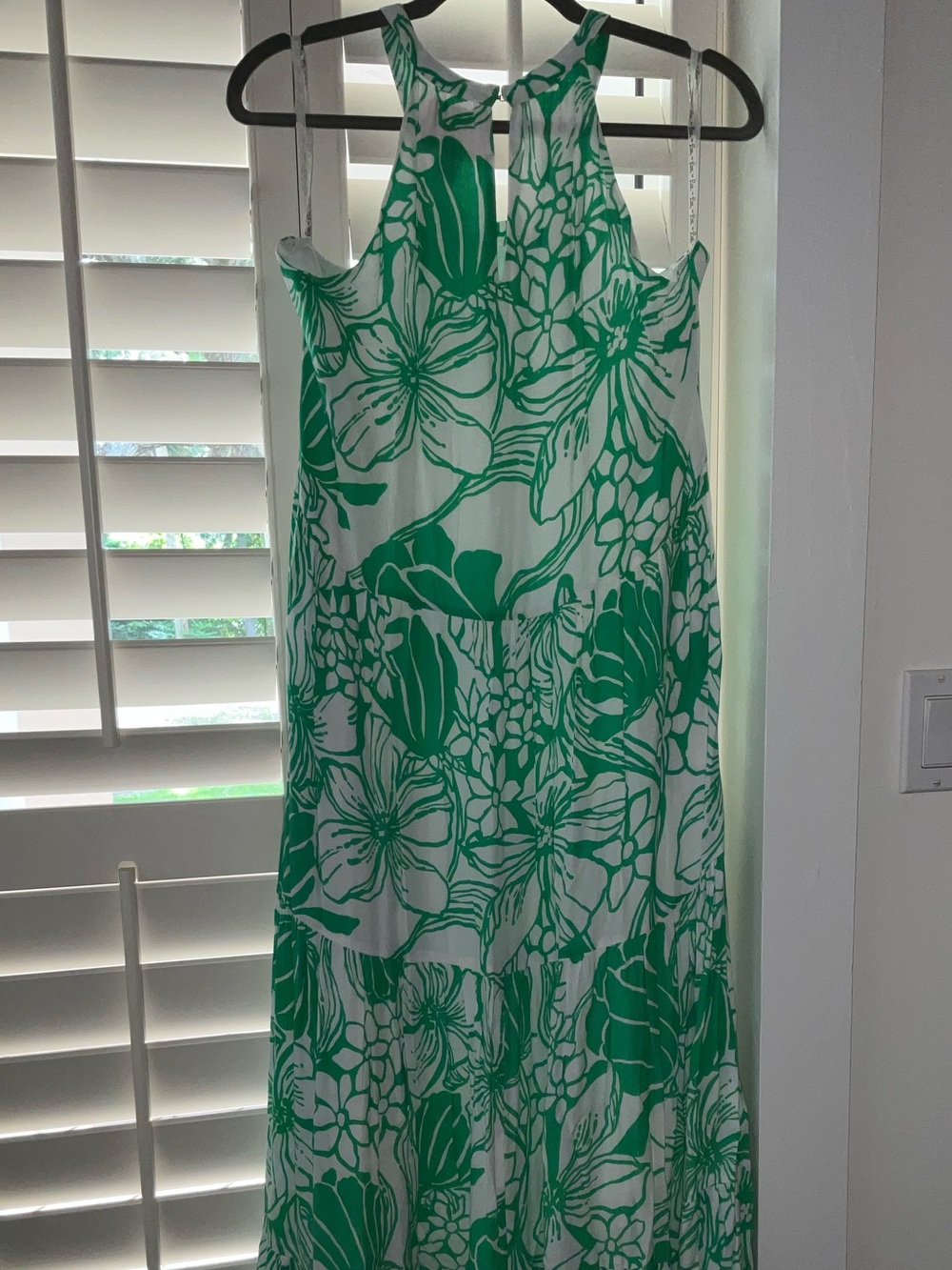 LILLY PULITZER Green and White Floral Tiered Maxi Dress- MED - Picture 5 of 7